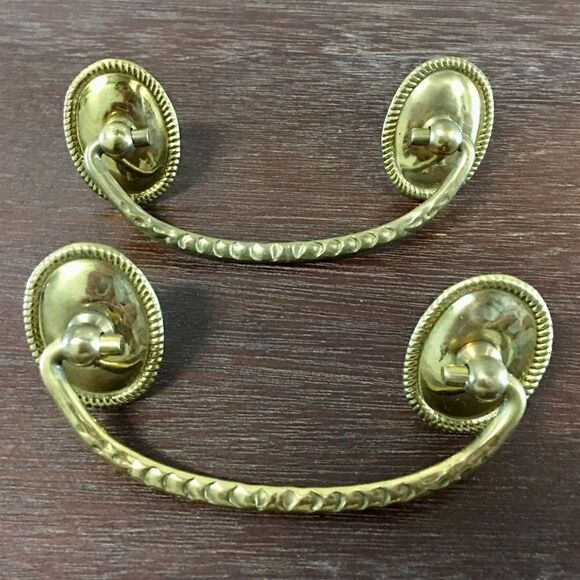 Vintage AAB Co. Brass Drawer Drop Pull Set of 2 - Picture 1 of 16